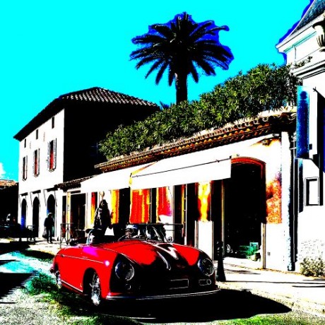 Porsche 356 à St Tropez  pop blanc savoir-voir.com ProvencePhotoPopArt copyright